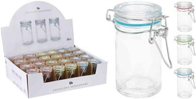 Hovedbilde Glasskrukke 6-pk - Tett Lokk 90ML - Farget ...