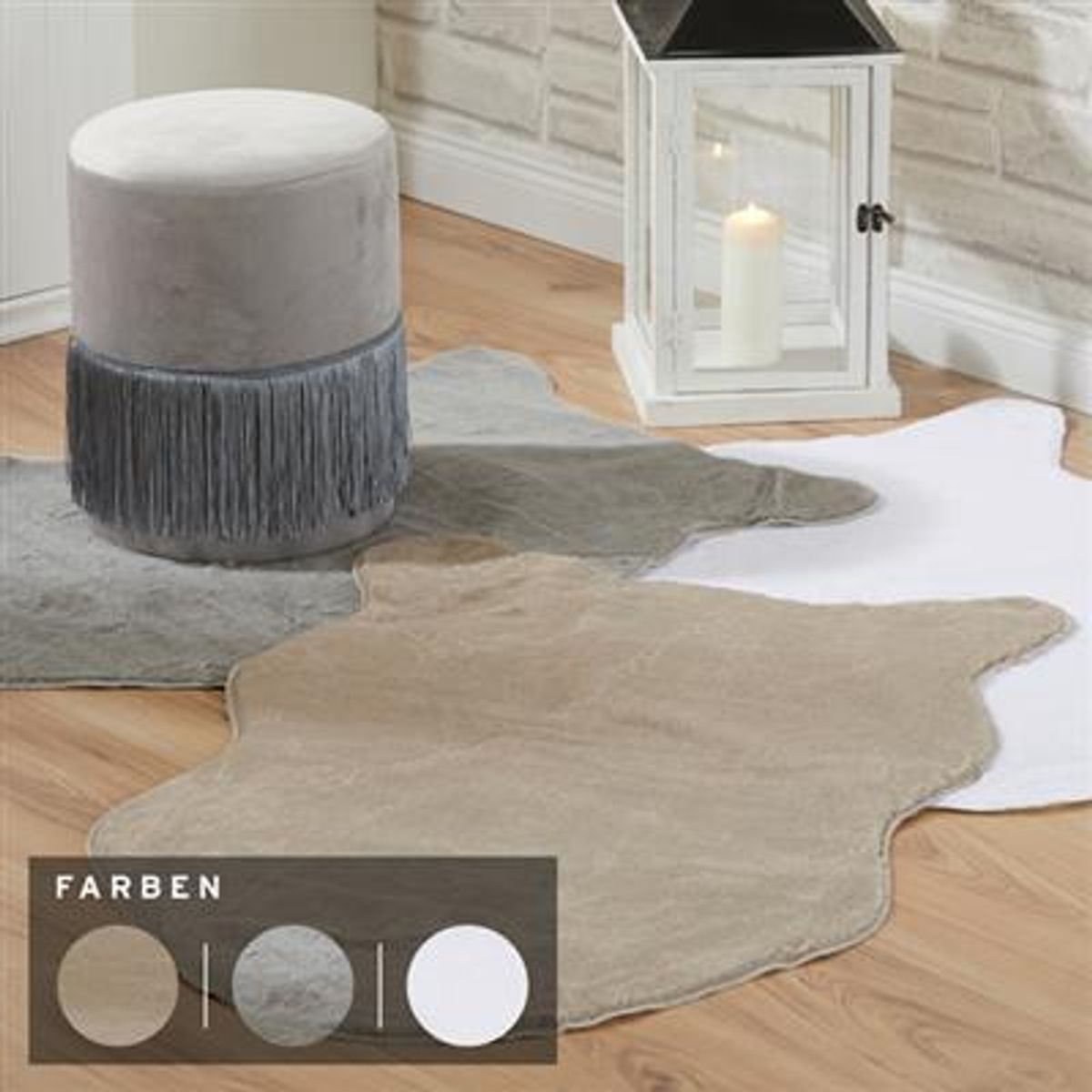 Teppe - Skinnfelle imitasjon 90x60cm - Lys Brun
