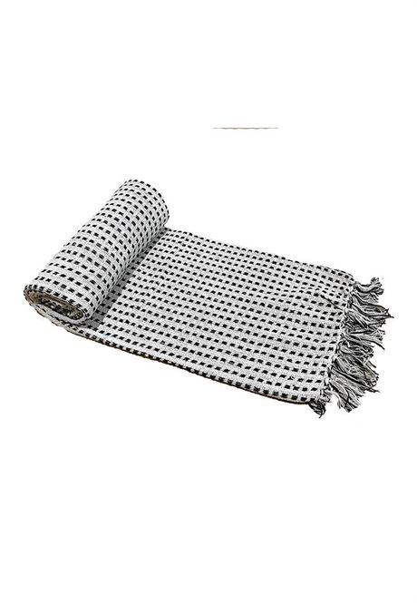 Hovedbilde Pledd - Teppe på 170x130cm med Frynser - Hvit og ...