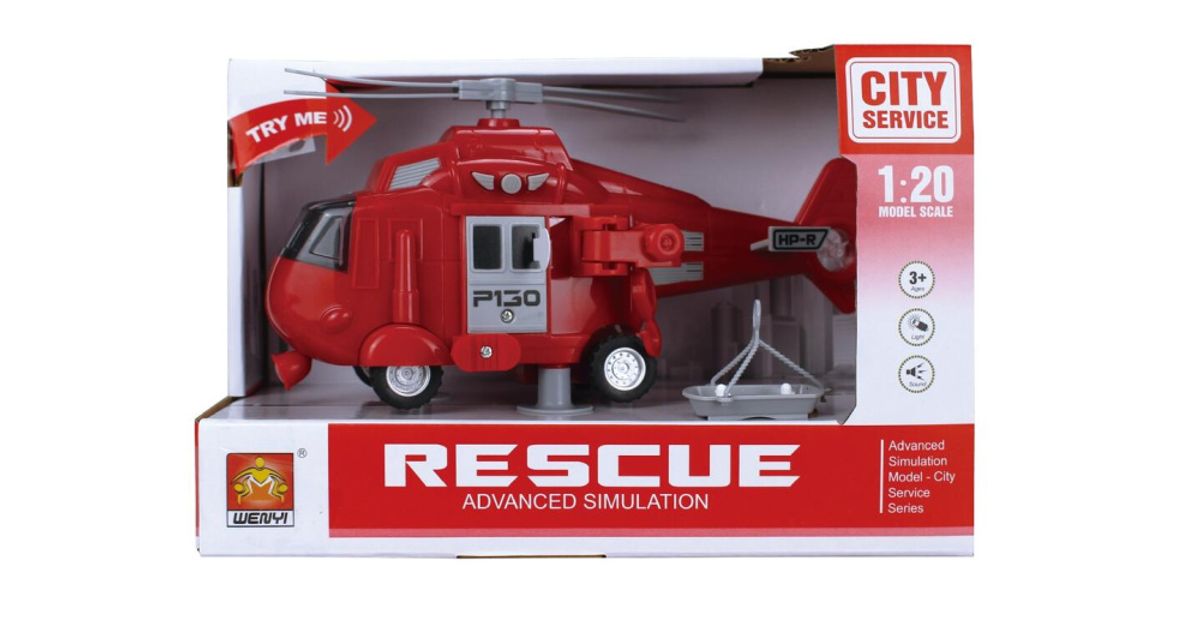 Lekehelikopter - Redningshelikopter - 20 cm - Lys og lift