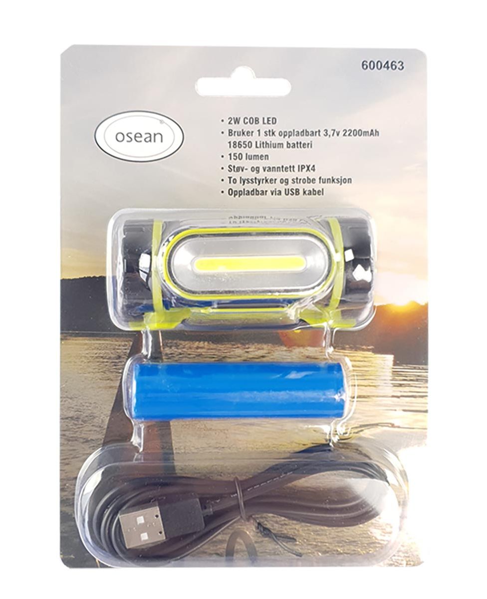 Osean Hodelykt COB Oppladbar LED