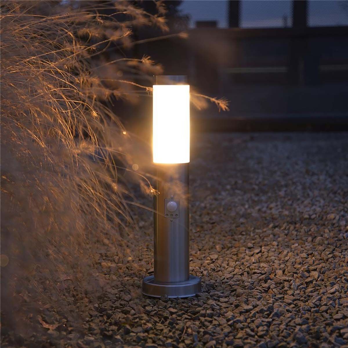 Lyktestolpe med Sensor 20Watt E27 - Rustfritt Stål