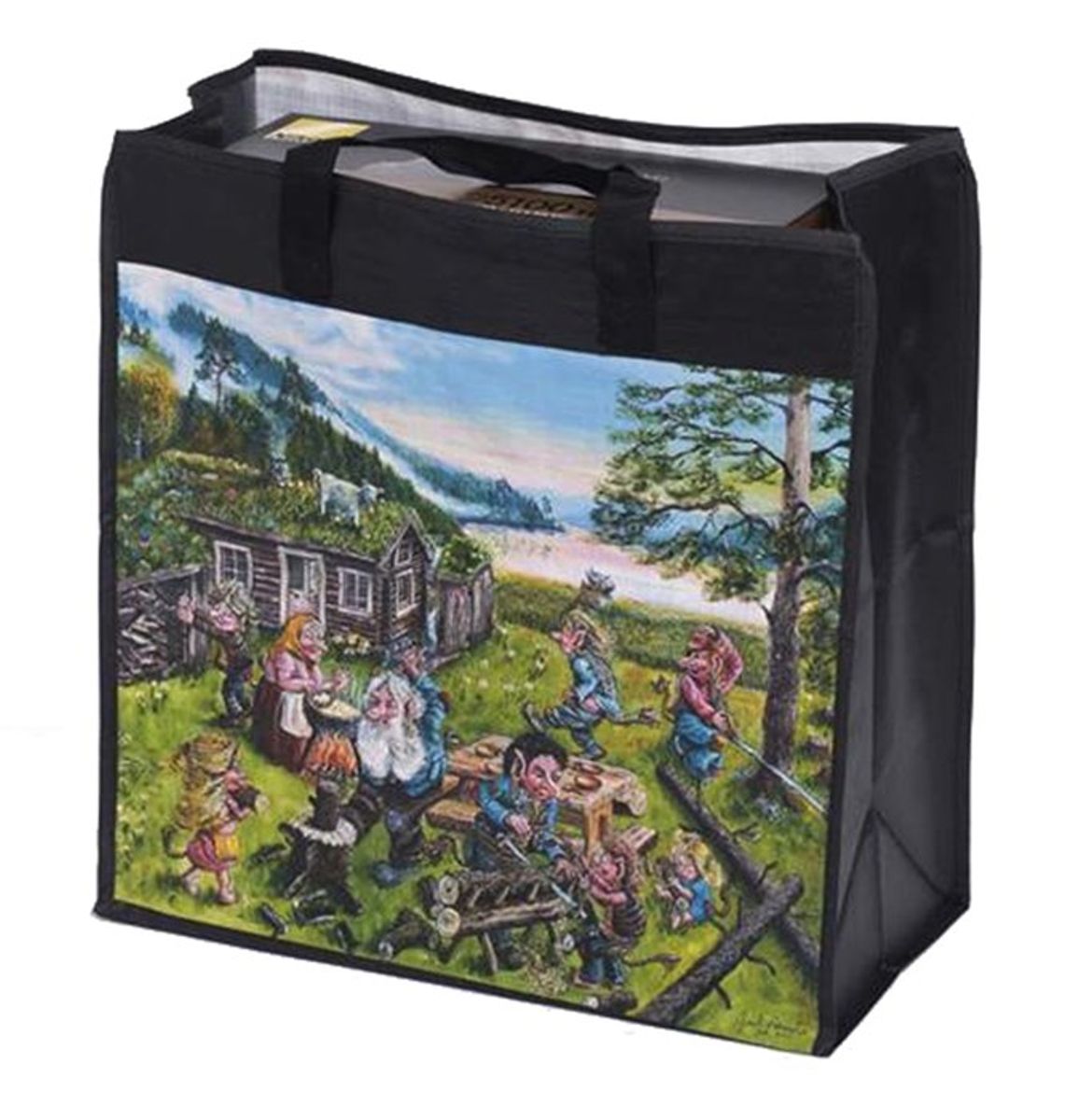 Vedbag - Vedsekk på 45 liter med trollmotiv og gode håndtak