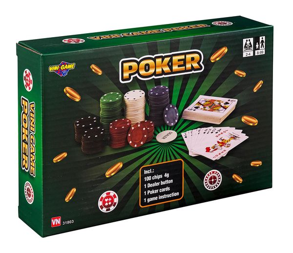 Hovedbilde Pokersett med Dealer, Chips og Kort