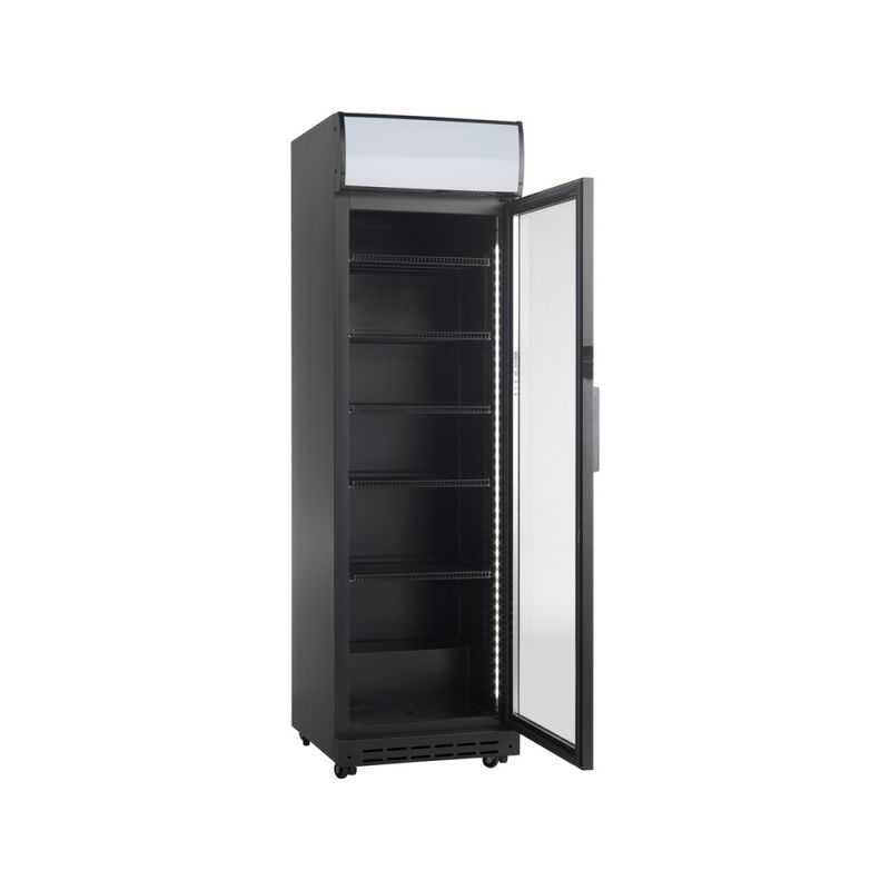Scancool displaykjøleskap med glassdør SD 420 BE - 360 liter, svart 