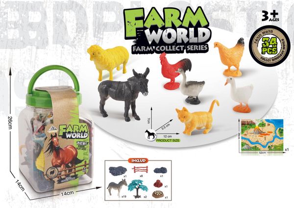 Hovedbilde Gårdsdyr 34 Deler i Boks med Håndtak