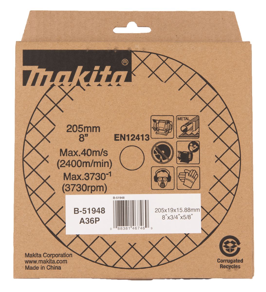 Makita Slipeskive B-51948 205x19 mm A36P Grov B-51948