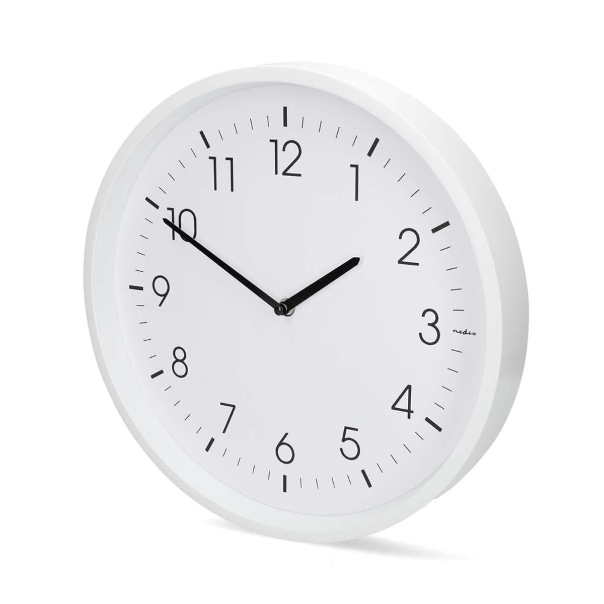 Veggur - Veggklokke - 36 cm diameter - Stillegående - ABS - Hvit