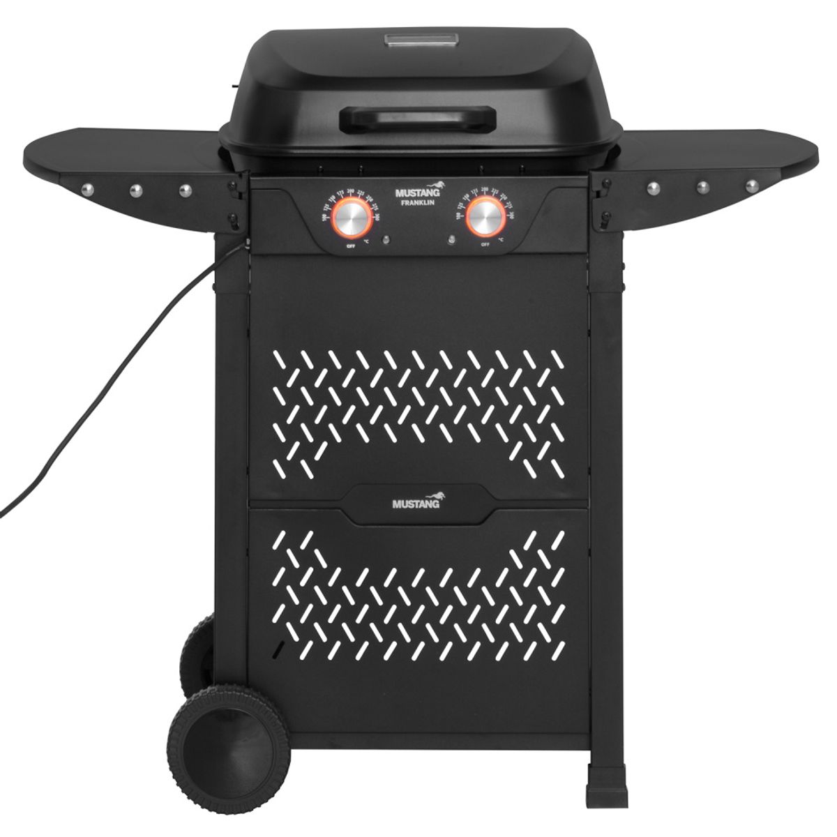 Elektrisk Grill Franklin med Vogn, Grillrist og Stekeplate – 2300W med To Varmesoner - Mustang