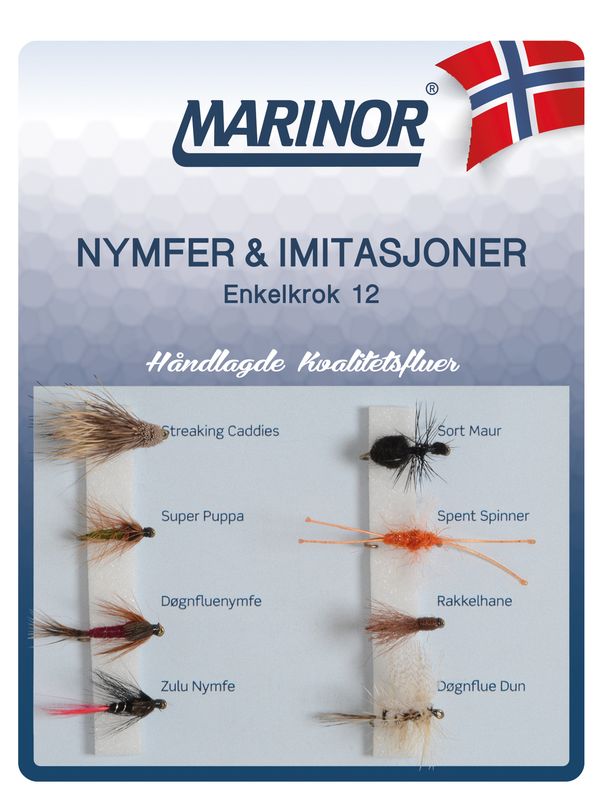 Fluesett - Nymfer og Imitasjoner - Enkelkrok 12 - 8-pk