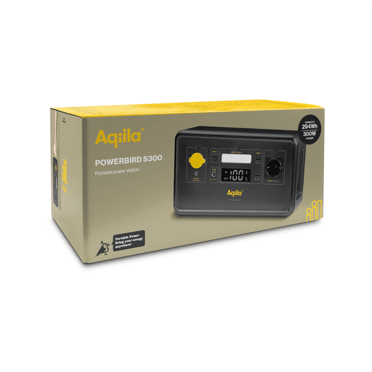 300W Power Station Batteribank Med Solcelleinngang - Aqiila