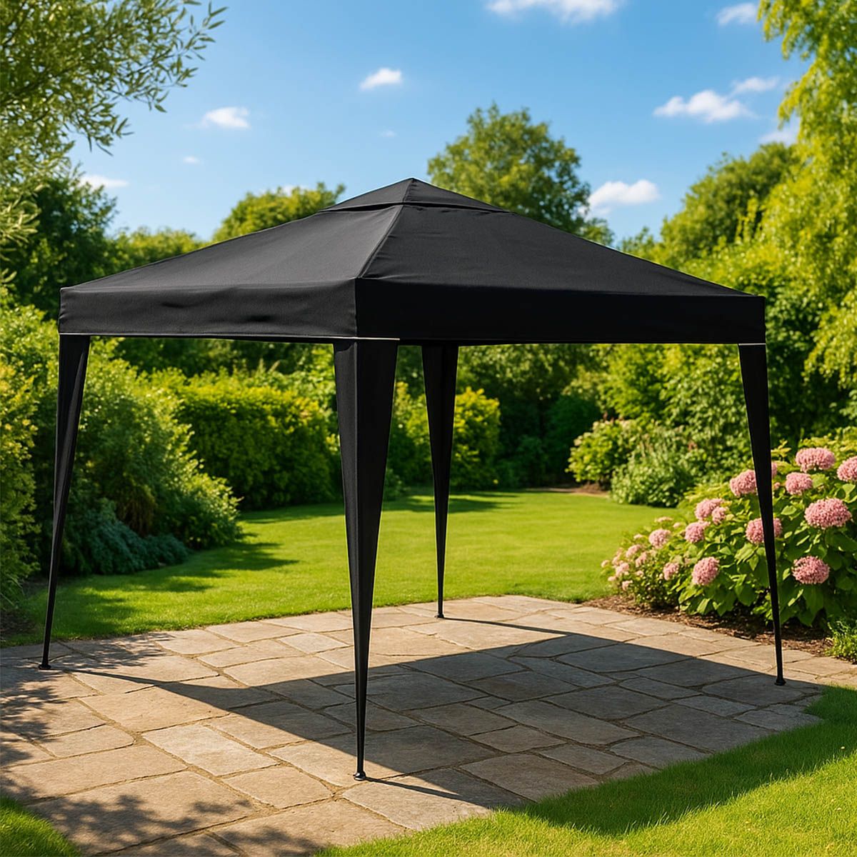 Paviljong Pop-up - Sammenleggbar - 3x3 meter - Sort