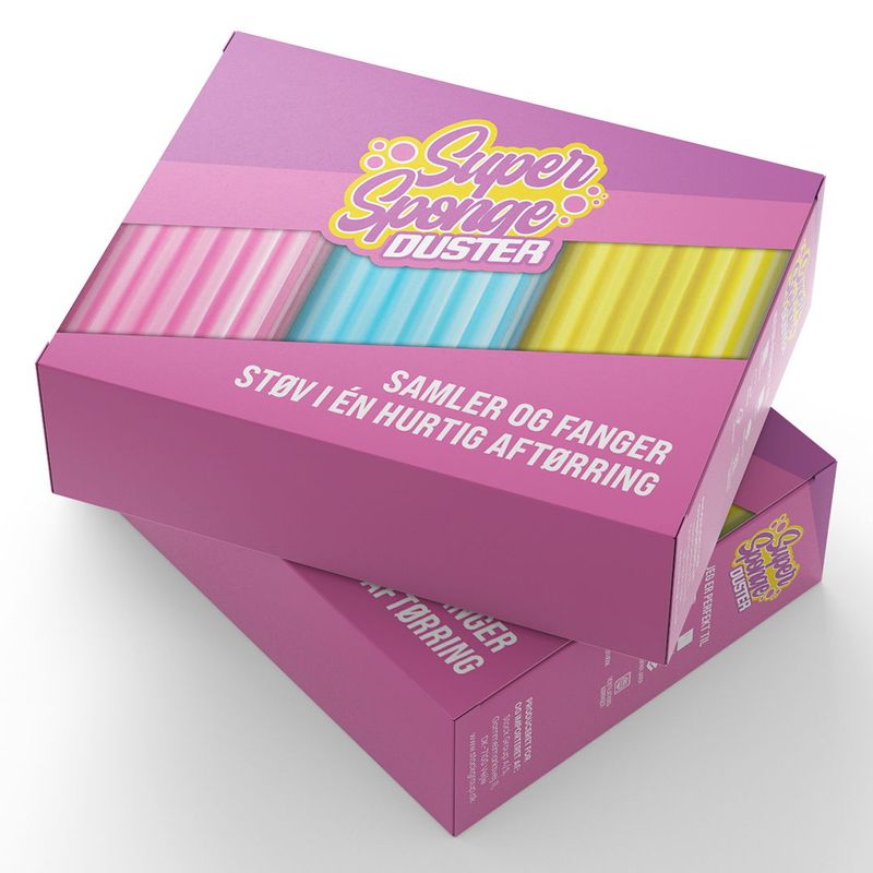 Støvsvamp Gjenbrukbar 3-Pakning – Absorberer Støv og Smuss | Super Sponge Duster