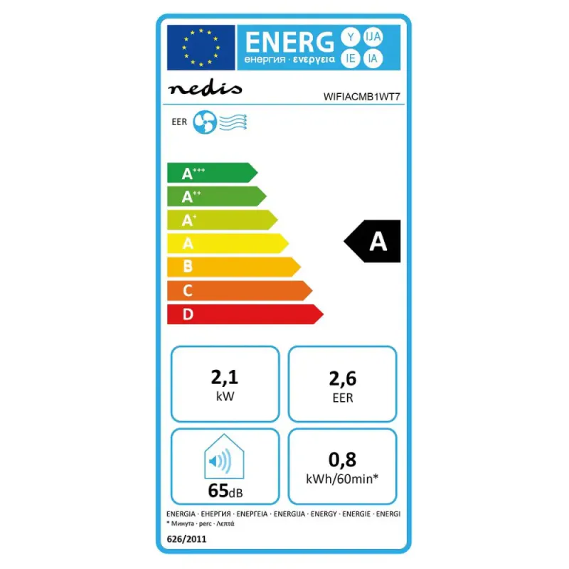 Mobilt Klimaanlegg, Aircondition  SmartLife 3-i-1 - Wi-Fi - 7000 BTU - 60-70 m³ - Avfukting - Android / IOS - Energiklasse: A - 3-Trinns - 65db
