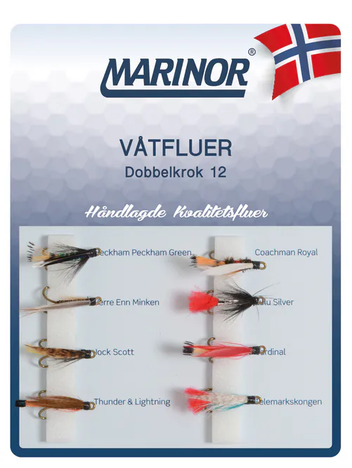 Hovedbilde Fluesett - Våtfluer - Dobbelkrok 12 - 8-pk