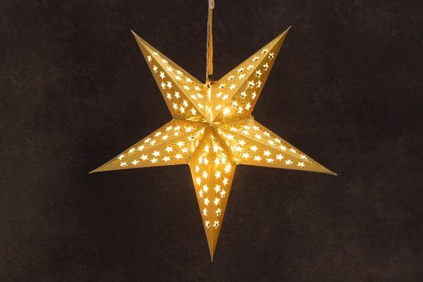 Hovedbilde Adventsstjerne Gull for vindu 43cm med Led-Lys