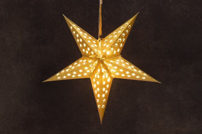 Hovedbilde Adventsstjerne Gull for vindu 43cm med Led-Lys