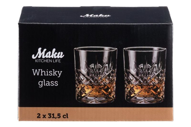 Whiskyglass 31,5 cl 2-pk med Dekortrim – Krystallglass fra Maku Kitchen Life