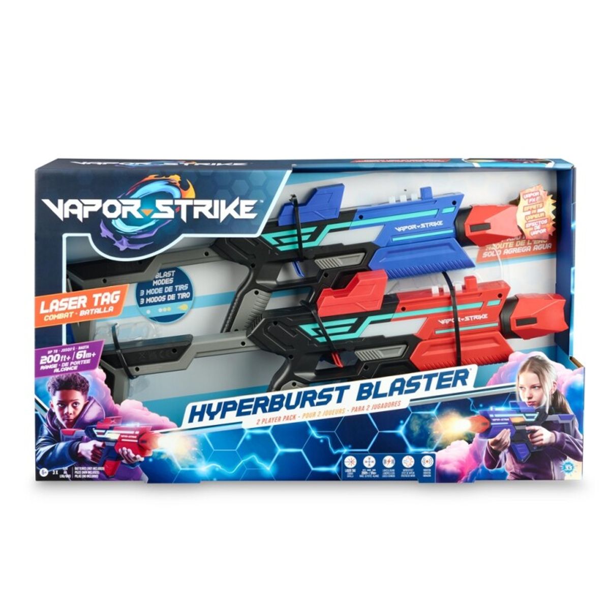 Vapor Blaster Long Range Gevær med Led-Lys og Damp - 2 stk i pakke