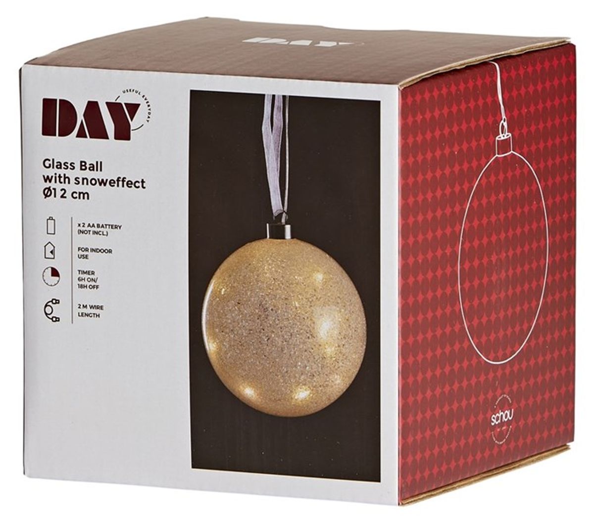 Glasskule med Snø og 20 Led-Lys - Flott pynt hele året
