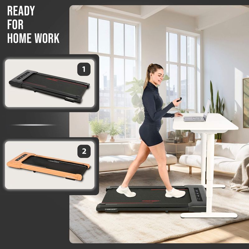 Tredemølle 1-6 km/t - Kompakt Gåmølle - Ultraflat 11cm m. Veggoppbevaring & Maks 120kg