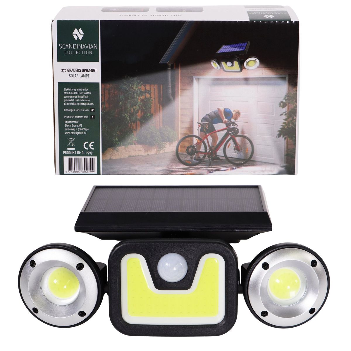 Utelys 270 grader Solcelledrevet Led-Lampe med kraftig lys